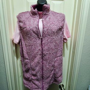 NATIONAL Pink Sleevelss Full Zipper Fuzzy Warm Vest Jacket, XL